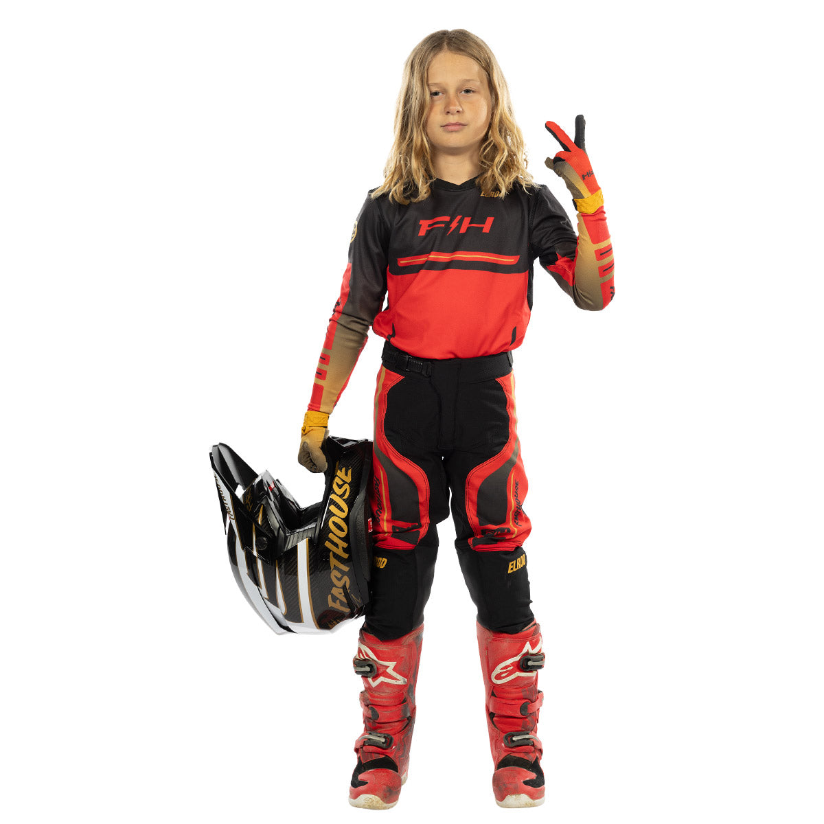Fasthouse Elrod React Jugendtrikot – Racing Rot/Schwarz