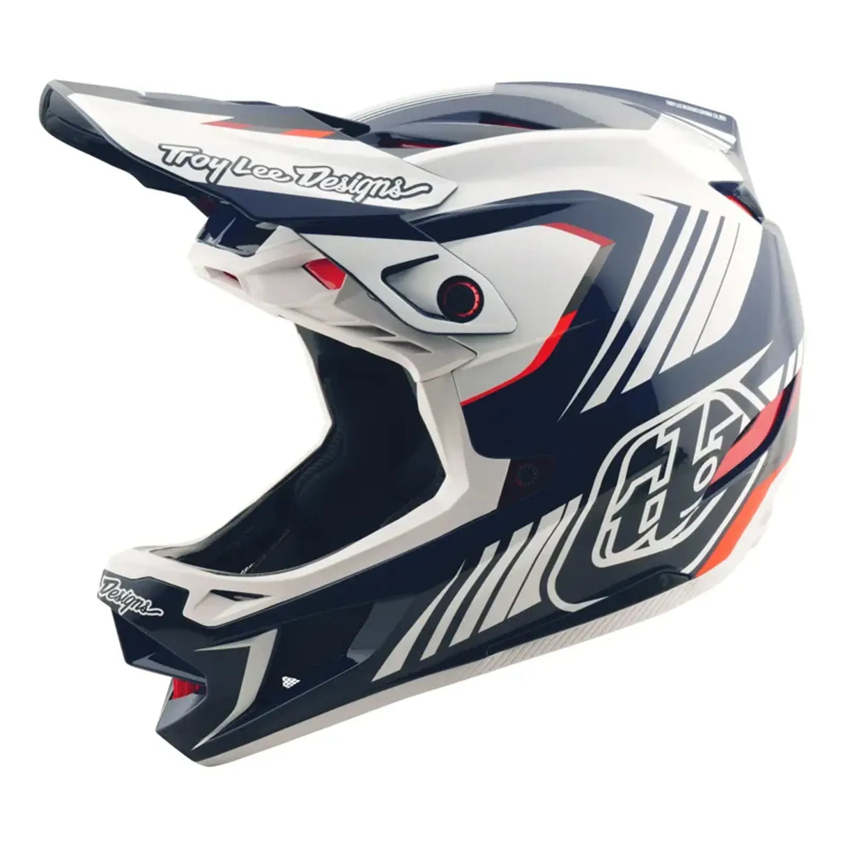 Casque Troy Lee Designs D4 Polyacrylite Fifty 50 Blanc et Rouge
