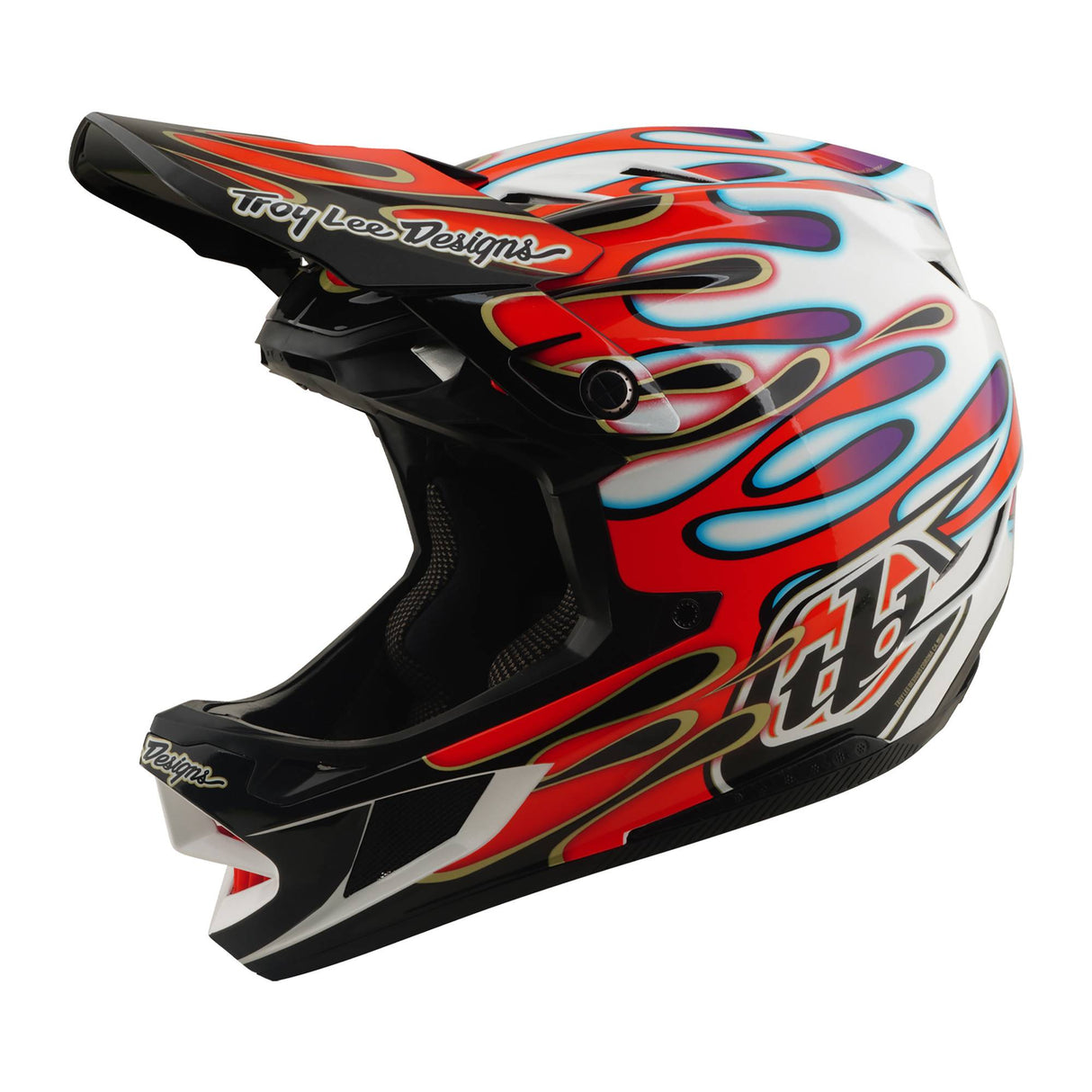 Troy Lee Designs D4 Composite MIPS Helmet Overspray - White/Red