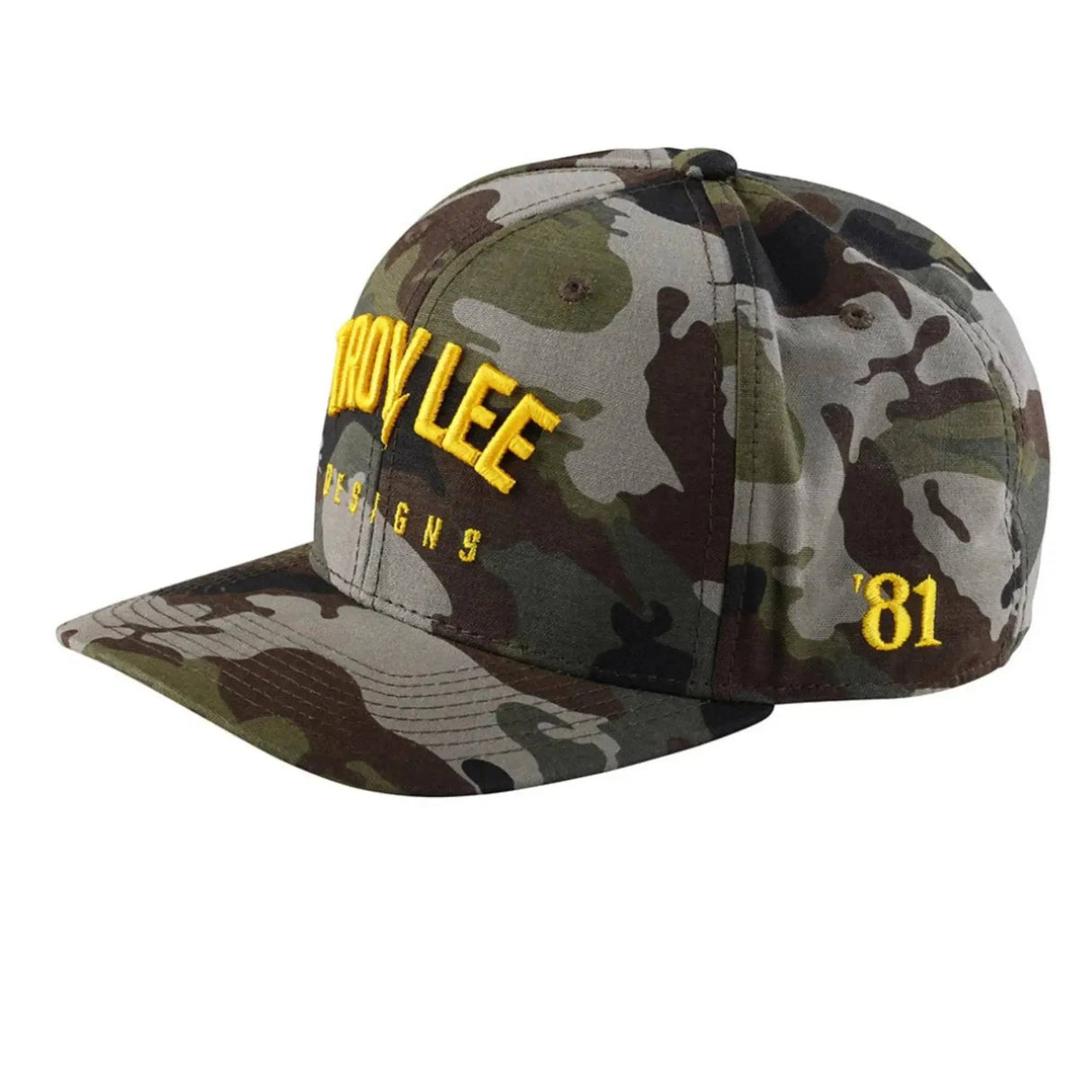 Troy Lee Designs Curved Bill Snapback Cap Bolt - Forest Camo